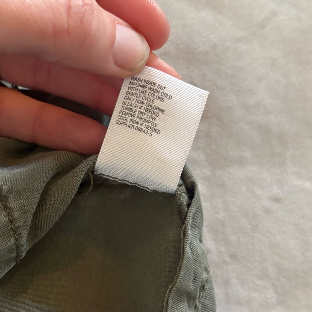 A.N.A Olive Utility Safari Vest Drawstring Waist Cargo Pocket Lyocell Large - Picture 7 of 11
